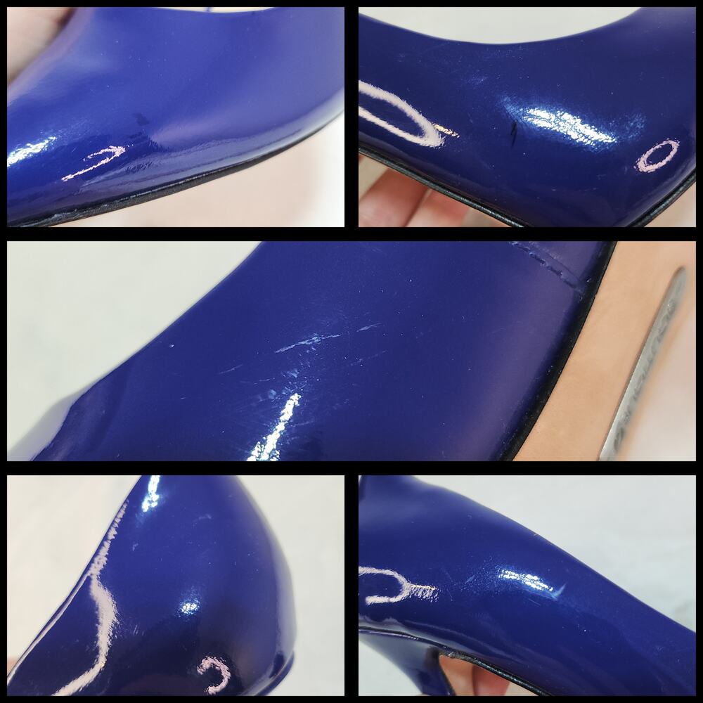 Cobalt Blue Pointed Toe Stiletto Pumps 6 Patent Leather Heel Office Siren Glossy - Picture 7 of 9